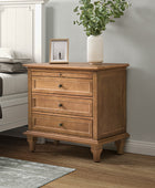 Farmhouse 3-Drawer Nightstand with Shelf & Charging Port