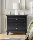 Farmhouse 3-Drawer Nightstand with Shelf & Charging Port
