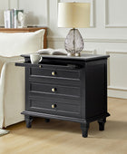 Farmhouse 3-Drawer Nightstand with Shelf & Charging Port