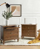 Farmhouse 3-Drawer Nightstand with Shelf & Charging Port