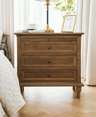 Farmhouse 3-Drawer Nightstand with Shelf & Charging Port