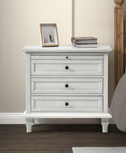 Farmhouse 3-Drawer Nightstand with Shelf & Charging Port