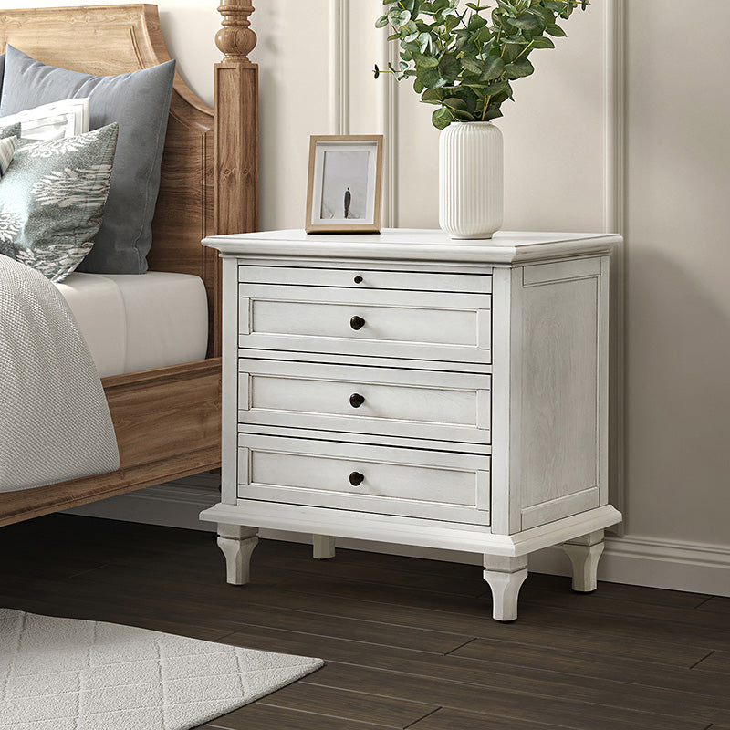 Farmhouse 3-Drawer Nightstand with Shelf & Charging Port