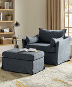 Farmhouse Slipcovered Armchair with Large Ottoman