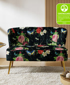 Floral Upholstered Loveseat with Tufted Back