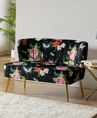 Floral Upholstered Loveseat with Tufted Back