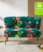 Floral Upholstered Loveseat with Tufted Back