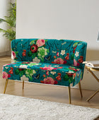 Floral Upholstered Loveseat with Tufted Back