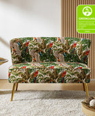 Floral Upholstered Loveseat with Tufted Back