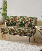 Floral Upholstered Loveseat with Tufted Back