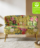 Floral Upholstered Loveseat with Tufted Back