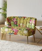 Floral Upholstered Loveseat with Tufted Back