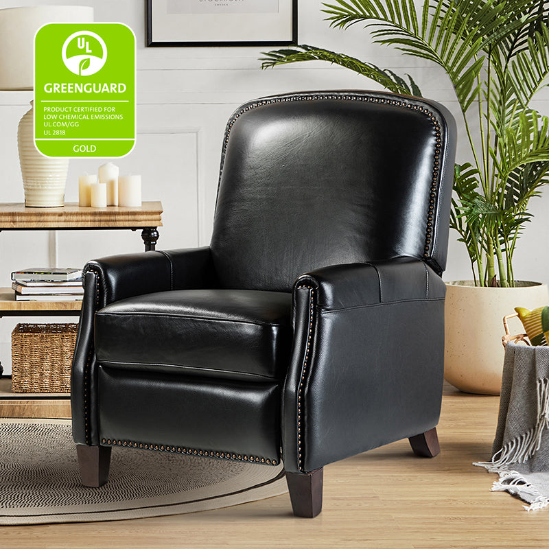 Genuine Leather Glider Recliner Mid-Century Comfort & Style