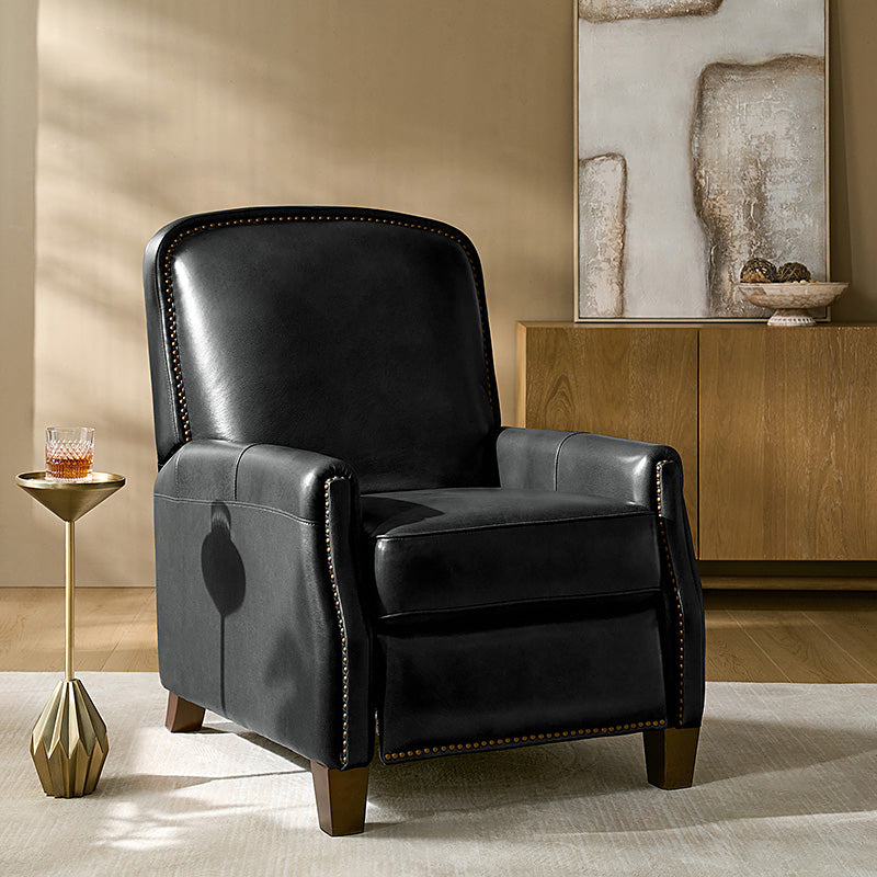 Genuine Leather Glider Recliner Mid-Century Comfort & Style