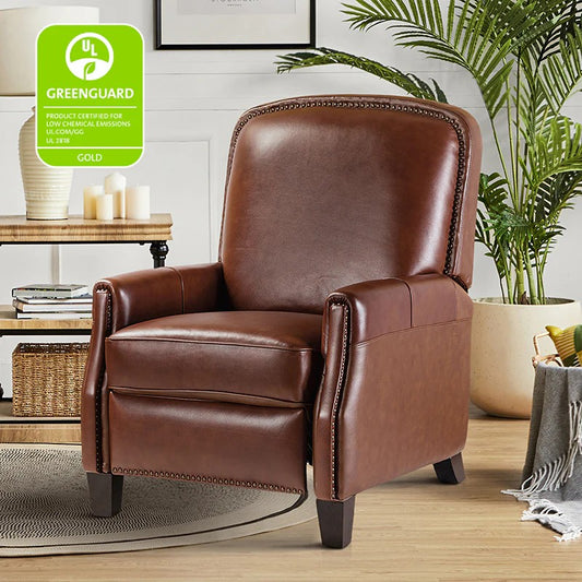 Claudia Genuine Leather Glider Recliner Mid-Century Comfort & Style