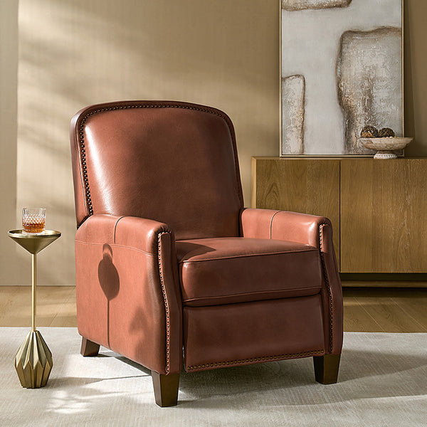 Genuine Leather Glider Recliner Mid-Century Comfort & Style