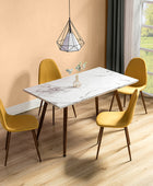 Nepe Modern Upholstered Dining Chairs Set of 4 - Comfortable Fabric with Metal Legs