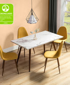 Nepe Modern Upholstered Dining Chair Set of 4 - Comfortable Fabric with Metal Legs