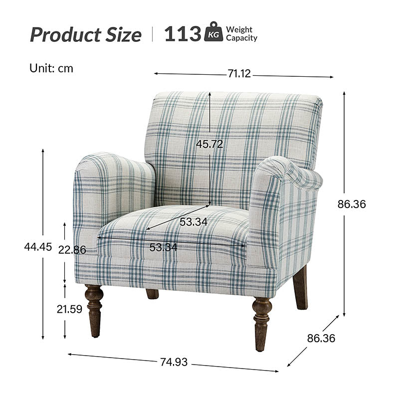 Sadie Plaid Classic Style Modern Charm Upholstered Chair