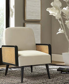 Elva Handcrafted Rattan with Solid Wood Frame Cane Armchair
