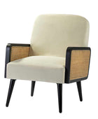 Elva Handcrafted Rattan with Solid Wood Frame Cane Armchair