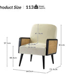 Elva Handcrafted Rattan with Solid Wood Frame Cane Armchair