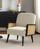 Elva Handcrafted Rattan with Solid Wood Frame Cane Armchair