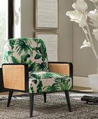 Elva Handcrafted Rattan with Solid Wood Frame Cane Armchair