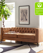 Vegan Leather Mid-century Modern Tufted Sofa