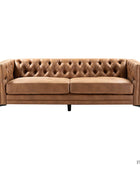 Capsa 213.4 cm Wide Vegan Leather Mid-century Modern Tufted Sofa