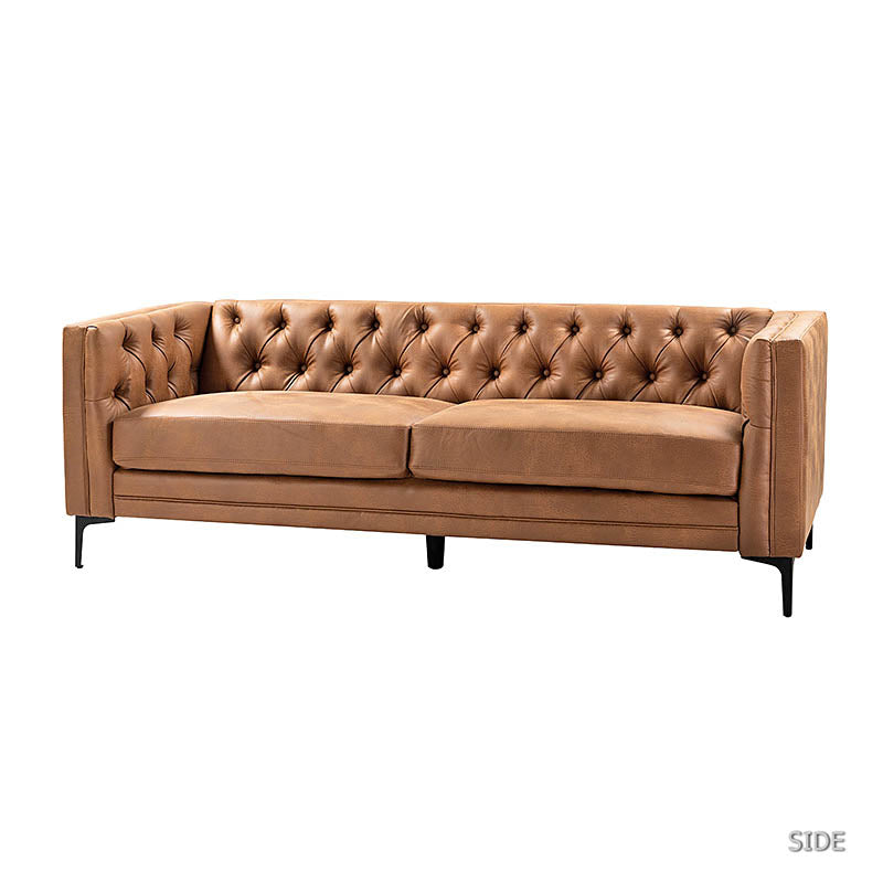 Capsa 213.4 cm Wide Vegan Leather Mid-century Modern Tufted Sofa