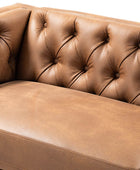 Capsa 213.4 cm Wide Vegan Leather Mid-century Modern Tufted Sofa