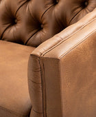 Capsa 213.4 cm Wide Vegan Leather Mid-century Modern Tufted Sofa