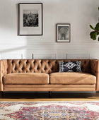 Vegan Leather Mid-century Modern Tufted Sofa