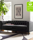 Vegan Leather Mid-century Modern Tufted Sofa