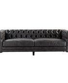 Capsa 213.4 cm Wide Vegan Leather Mid-century Modern Tufted Sofa