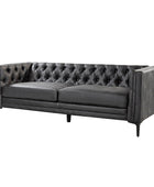 Capsa 213.4 cm Wide Vegan Leather Mid-century Modern Tufted Sofa