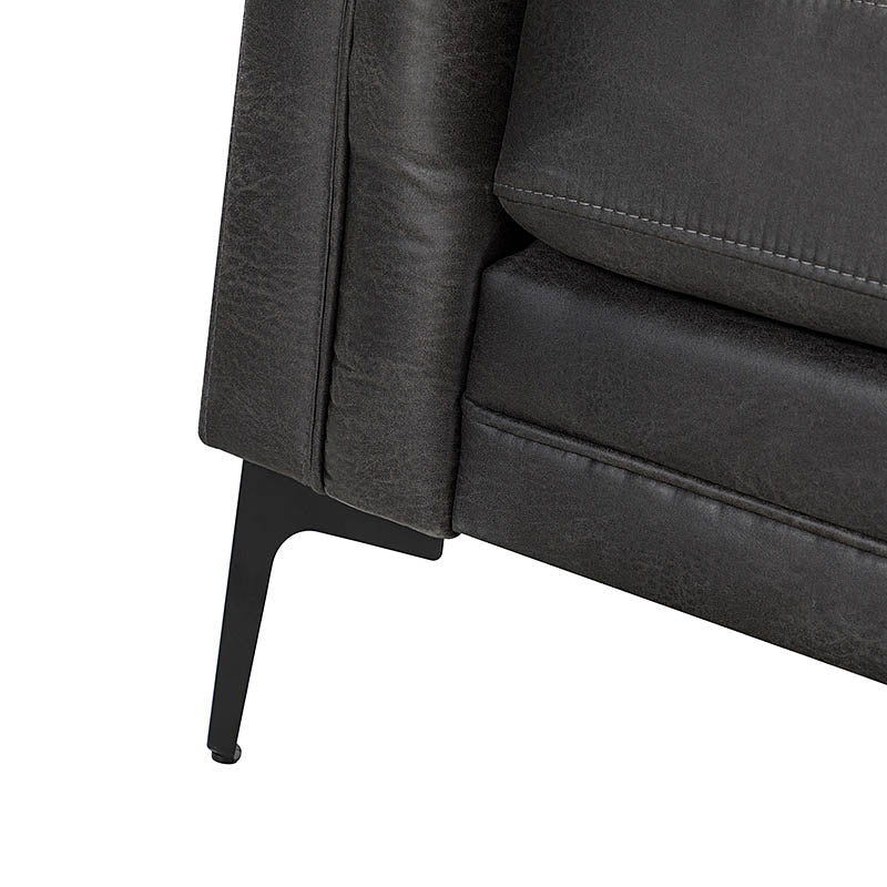 Capsa 213.4 cm Wide Vegan Leather Mid-century Modern Tufted Sofa
