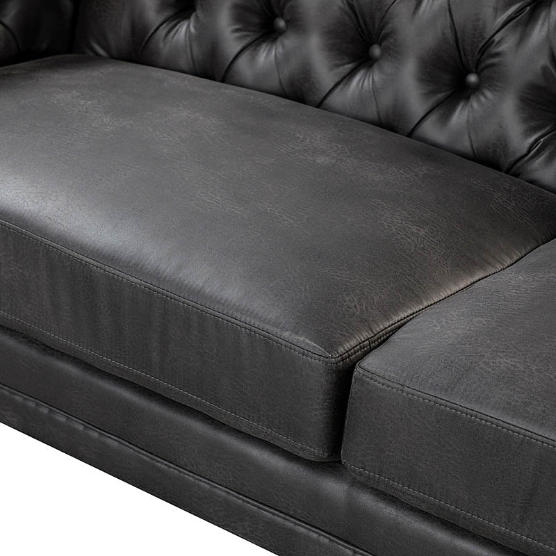 Capsa 213.4 cm Wide Vegan Leather Mid-century Modern Tufted Sofa