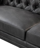 Capsa 213.4 cm Wide Vegan Leather Mid-century Modern Tufted Sofa