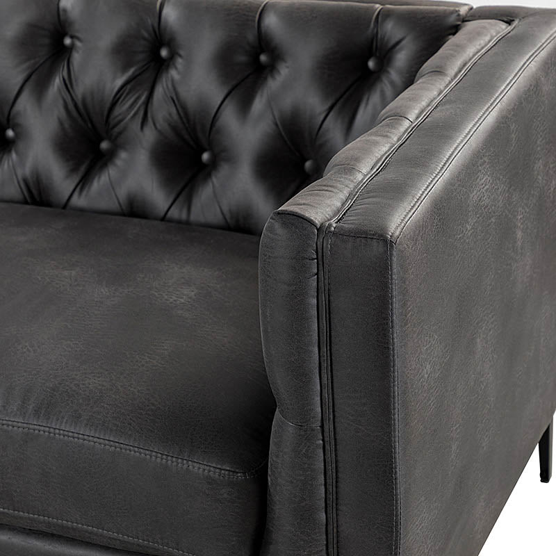 Capsa 213.4 cm Wide Vegan Leather Mid-century Modern Tufted Sofa