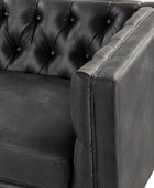 Capsa 213.4 cm Wide Vegan Leather Mid-century Modern Tufted Sofa