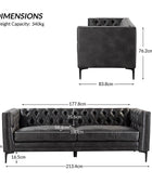 Capsa 213.4 cm Wide Vegan Leather Mid-century Modern Tufted Sofa