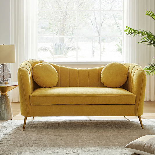 Emilio Loveseat with Gold Legs & Plush Cushion