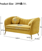 Emilio Loveseat with Gold Legs & Plush Cushion