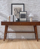 Mid-Century Desk with Drawers & Charging Station