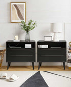 Mid-Century Nightstand with Charging Station & Shelf