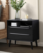 Mid-Century Nightstand with Charging Station & Shelf