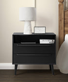 Mid-Century Nightstand with Charging Station & Shelf