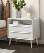 Mid-Century Nightstand with Charging Station & Shelf